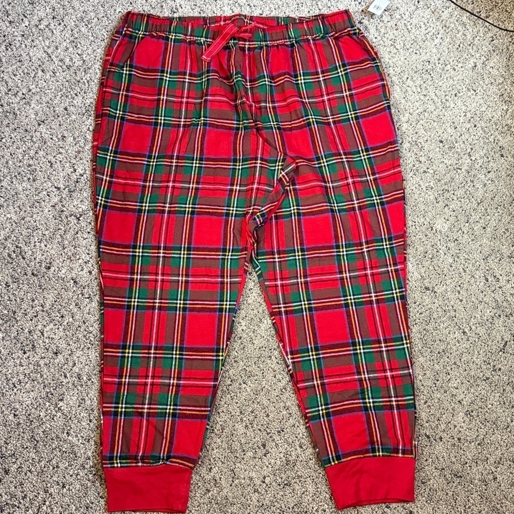 Old Navy Flannel Jogger Pajama Pants Red & Green Plaid Sz XL NWT